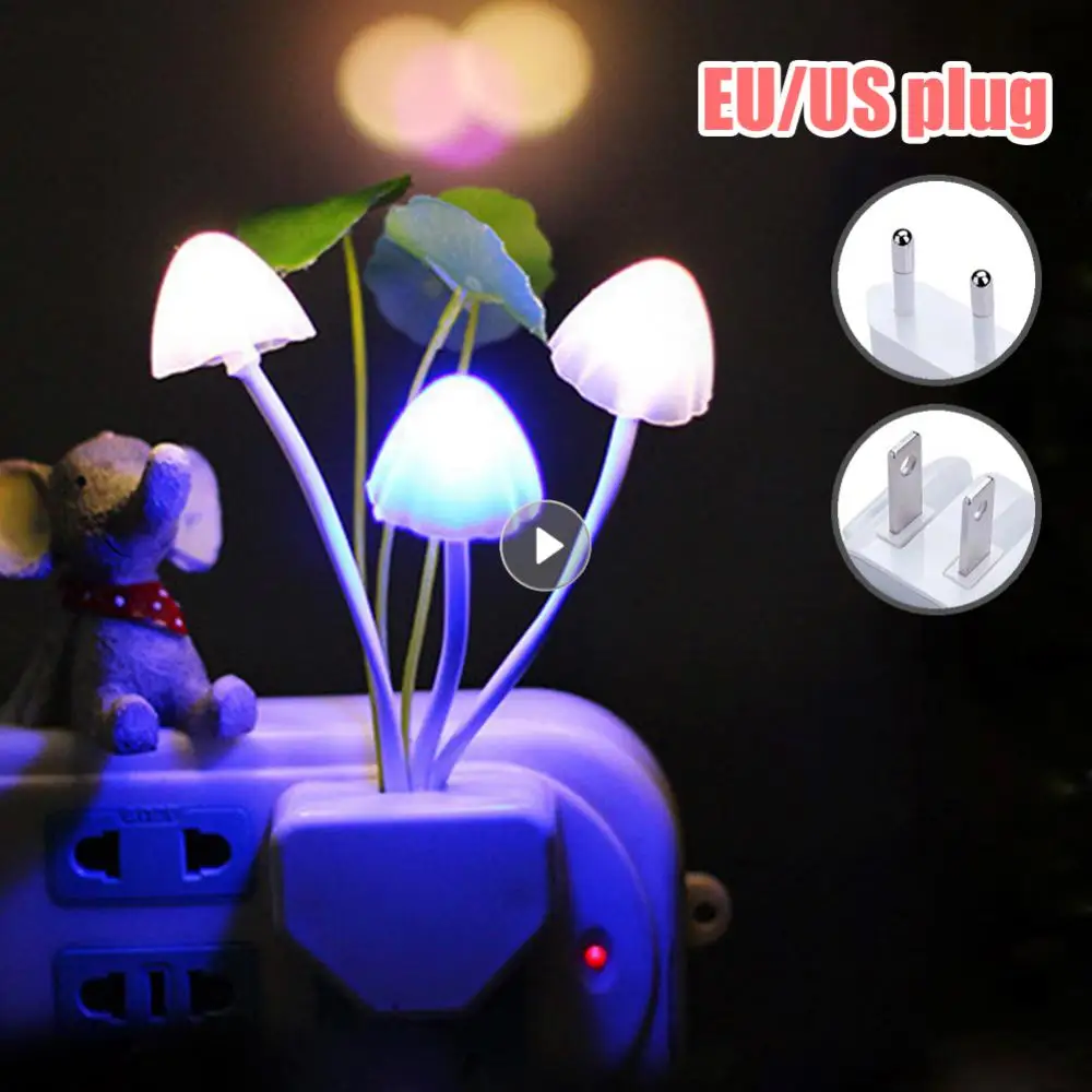 

3 LED Wall Light-control Sensor Night Lights EU & US Plug Induction Dream Fung Mushroom Lamp Home Bedroom Decoration ABS 20V