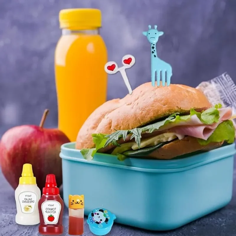 Mini Cartoon Animal Food Toothpicks Condiment Squeeze Bottles Reusable Condiments Containers Outdoor Tableware Cooking Supply 5