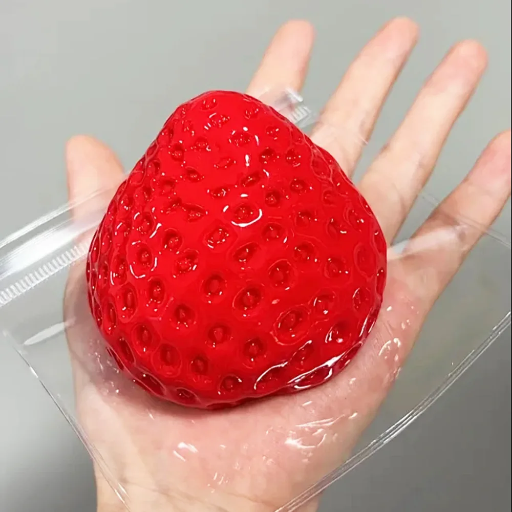 1PC 큰 딸기 스퀴시 장난감 귀여운 빨간색 분홍색 스퀴시 피젯 장난감 과일 야채 부드러운 소녀 생일 선물 장난감