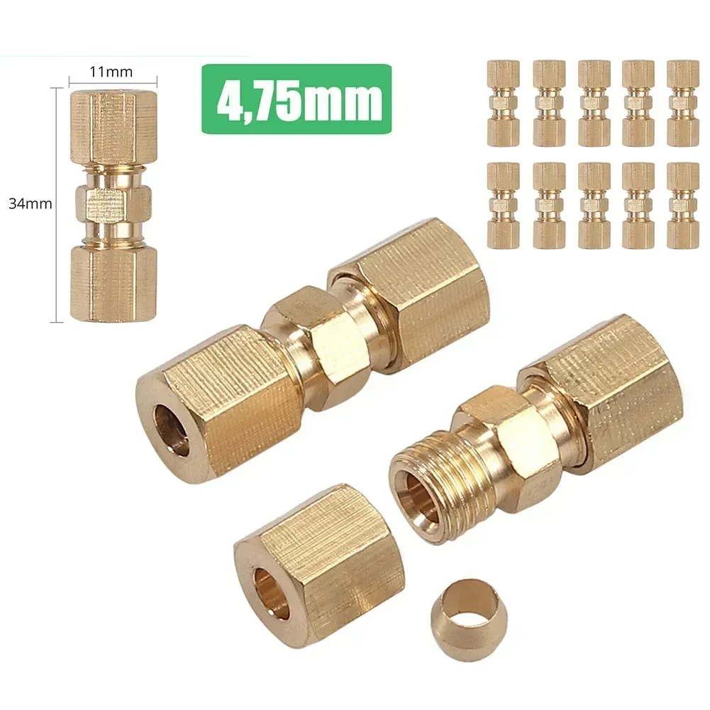 10pcs Brake Fittings Brass Inverted Pipeline Accessory Connector Unions Tools Union Adapter Flare Fitting Compression
