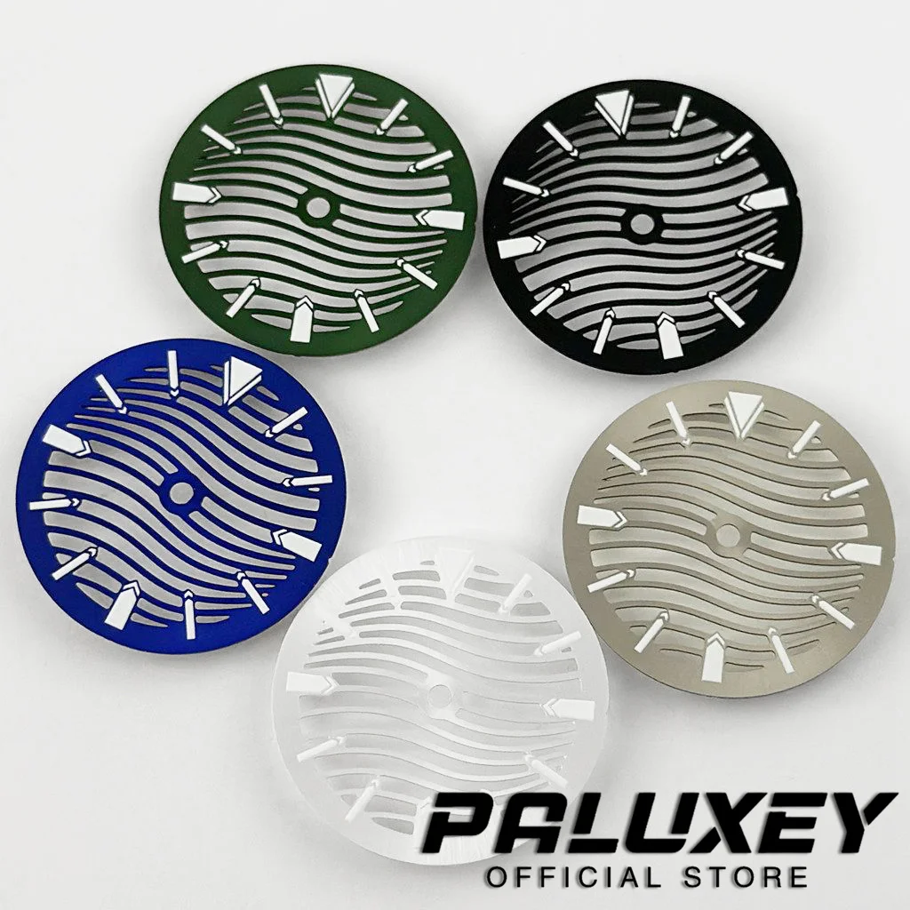29mm Hollow Out White Black Blue Green Watch Dial Green Luminous Watch Faces For NH35 NH70 NH72 Movement Replacement Parts watch dial accessories watch face accessories