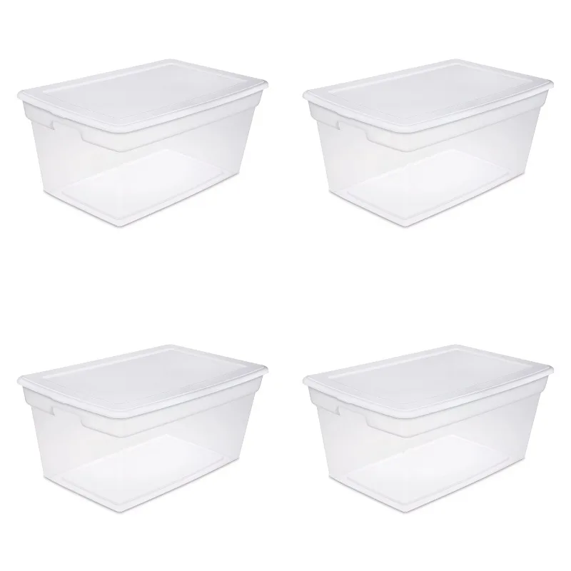 

LISM 90 Qt. Storage Box Plastic, White, Set of 4