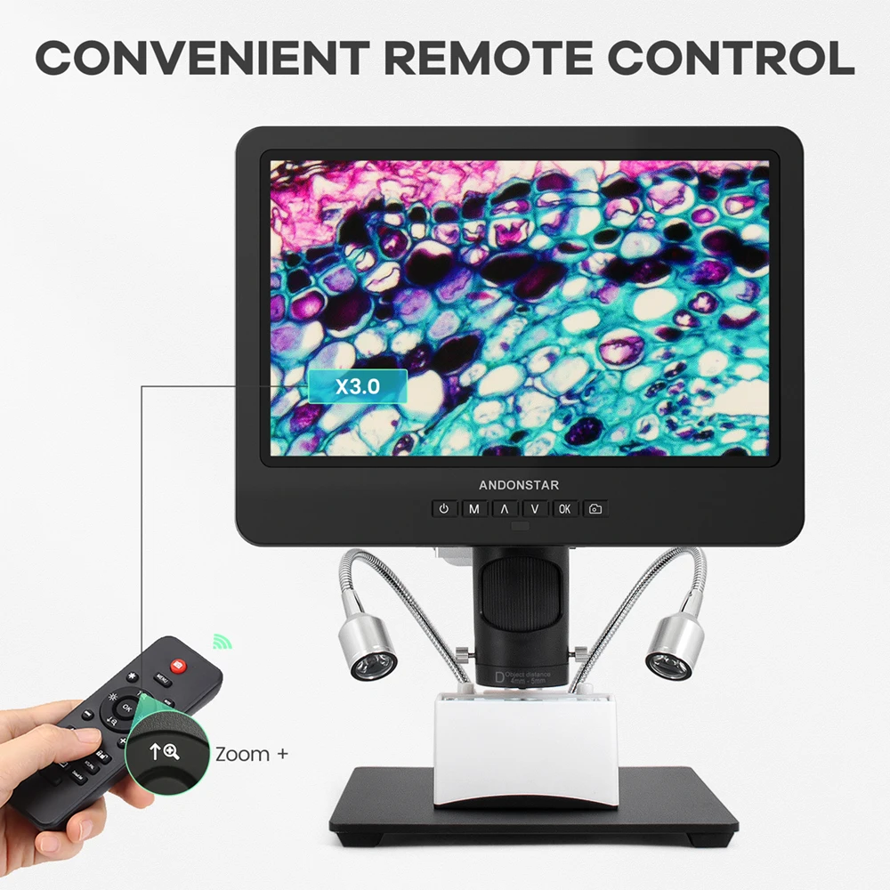 Andonstar AD249S-M 10.1'' IPS LCD UHD 2160P HDMI Digital Microscope 2000X with 3 Lens for PCB Phone Repair Soldering Microscopio 4