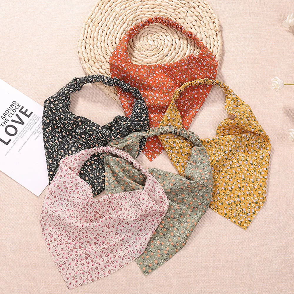 

Head Scarf Cloth Thin Europe and America Women Elastic headband Floral Turban Hair accessories Triangle hair headband