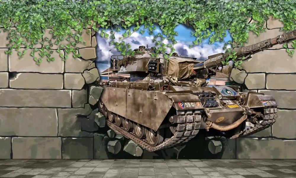 World Of Tanks Colorful Tapestry Wall Hanging 3D Tank Broken Wall Mural Tapestry Living Room Children Boys Bedroom