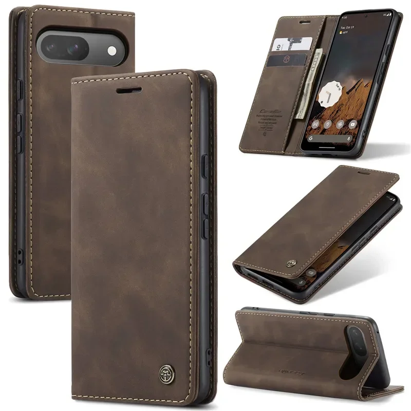 Luxury Leather Flip Wallet Phone Case with Card Holder and Stand Feature