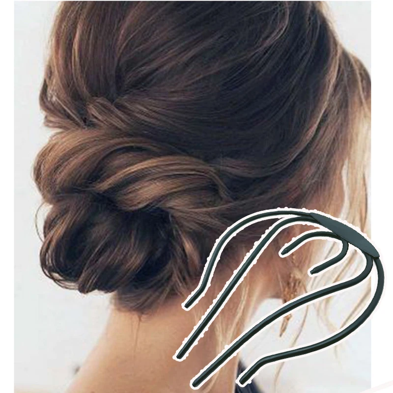 

1Pc Professional Black Hair Twist Styling Clip Stick Bun Maker DIY Hair Braider Tool Loops Hair Accessories hairpins For Women