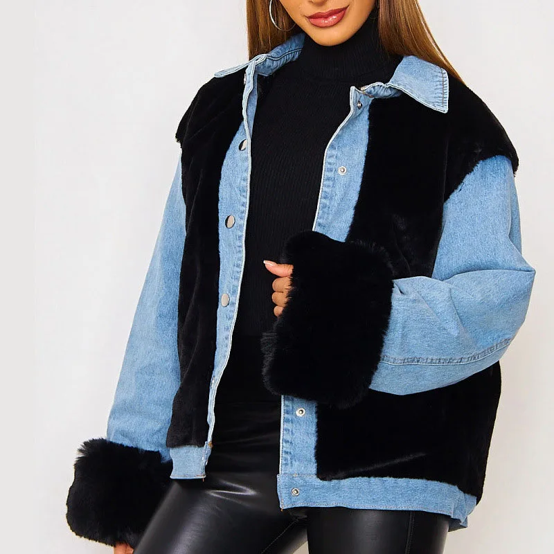 Faux Fur Coat Women's Winter New Ladies Thick Padded Jacket Vintage High Street Warm Fur Coat Fashion Long Sleeve Female Jacket