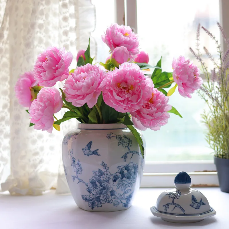 Jingdezhen-青と白の磁器の花瓶セット,ハイエンドセラミック,氷の亀裂