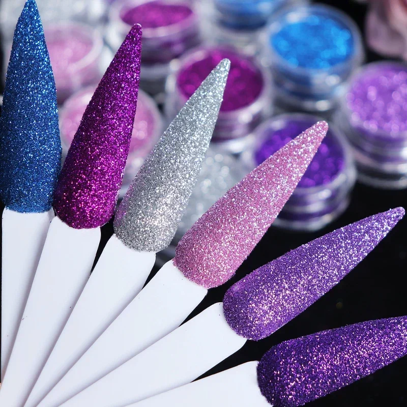 6Pc/Set Iridescent Nail Glitter Sugar Powder Colorful Chrome Pigment Dust for UV Nail Polish Nails Decoration Accessories