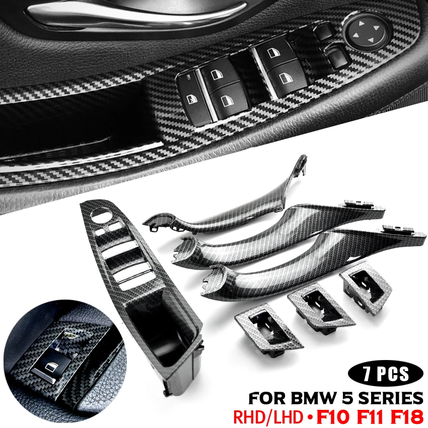 탄소 섬유 자동차 LHD RHD 내부 도어 핸들, 내부 패널 풀 트림 커버, BMW 5 시리즈 F10 F11 F18 520d 525d 530d 535i 에 적합