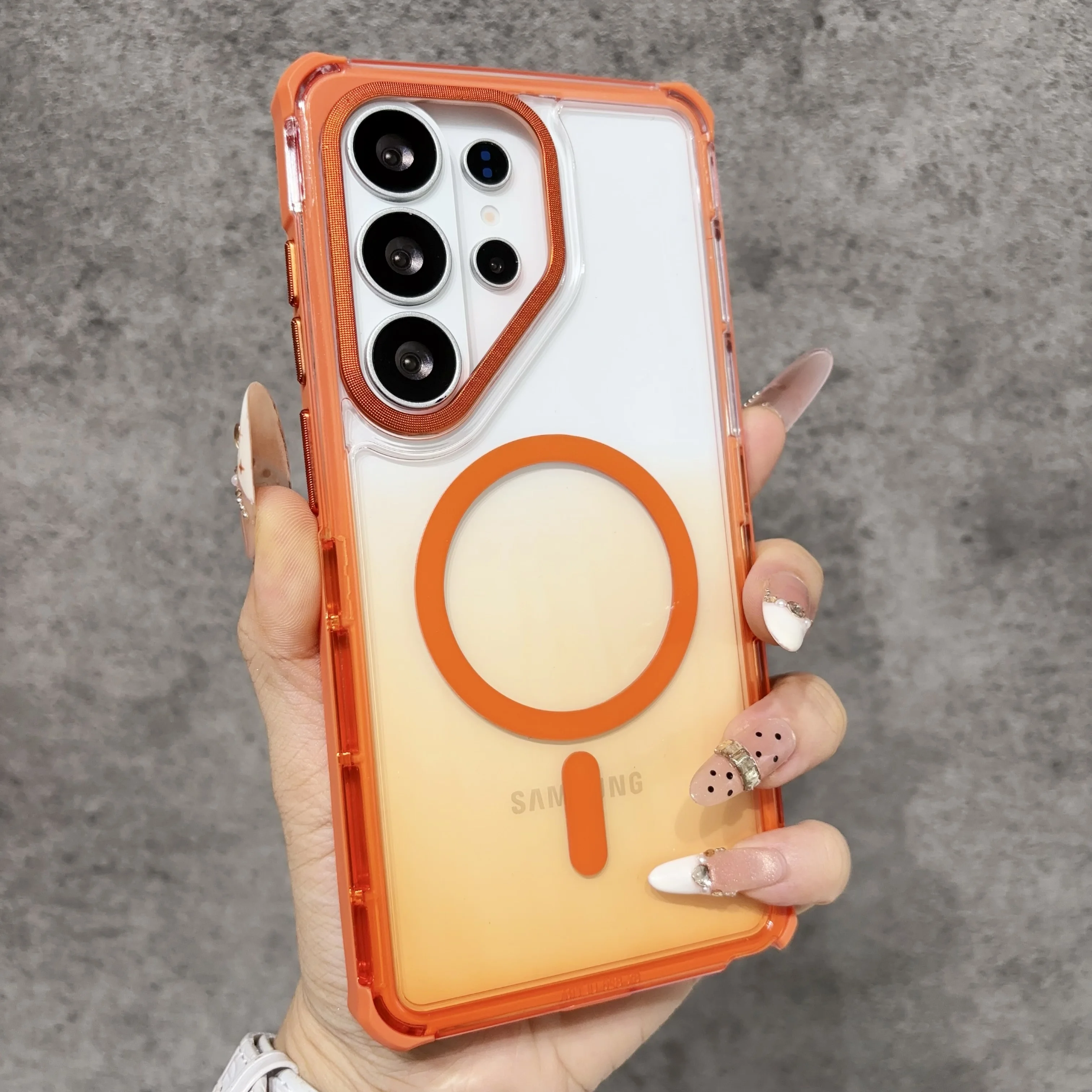 Gradient Color Magnetic Phone Case with Clear Armor Design