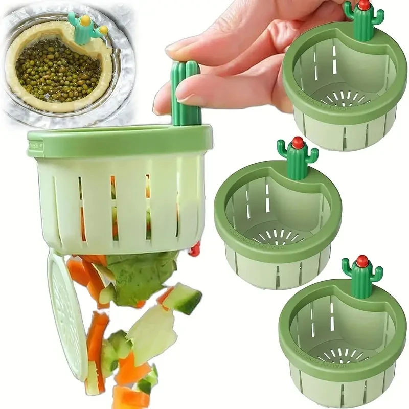 Description Picture 4 of item1pc Cactus Sink Filter Household Kitchen Drainage Basket Sink Debris Anti-blocking Anti-smell Anti-bug Strainer Sink Accessories