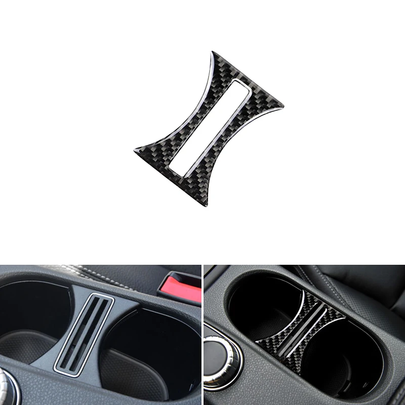 

For Mercedes Benz A GLA CLA Class W176 X156 C117 2014 2015 2016 2017 Carbon Fiber Interior Water Cup Holder Decor Cover Trim
