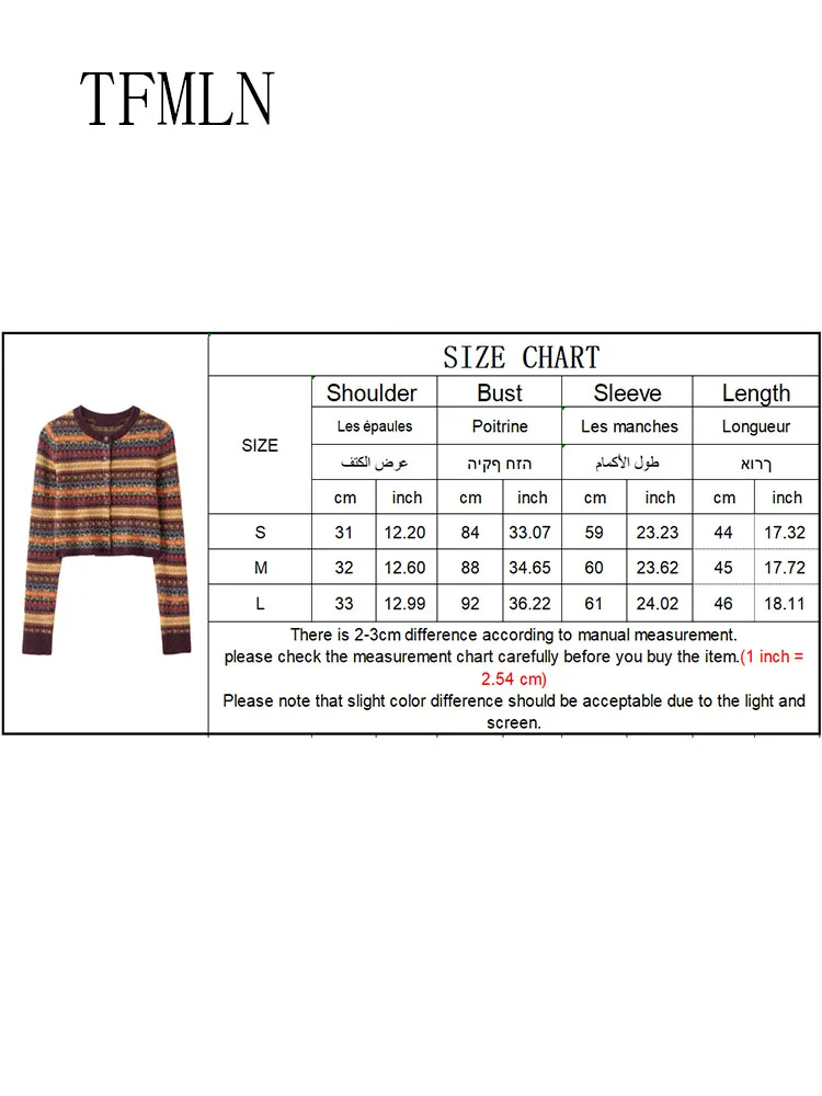 Jacquard Knitted Cropped Coats For Women Fashion Single Breasted O-neck Causal Jacket Long Sleeve Cardigan Tops 2026 Spring
