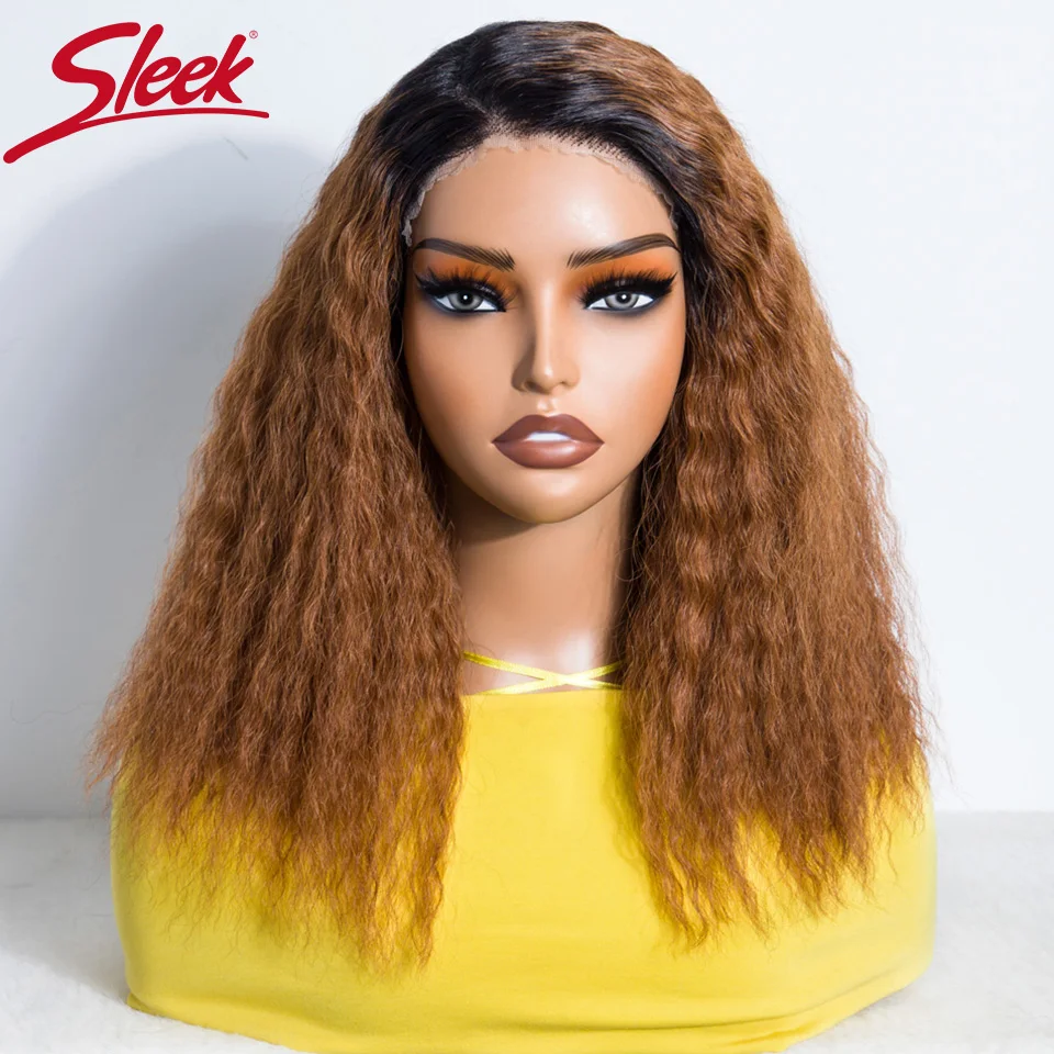 Sleek TT1B/30 Brown Colored Human Hair Wigs For Women Short Wet And Wavy Wear And Go Glueless Lace Remy Brazilian Hair Wigs