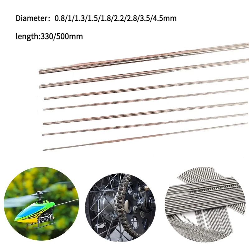 Stainles Steel Round Rods Diameter 0.8mm to 4.5mm with lengths of 330mm500mm Corrosion Resistant 5-10pcs for DIY Project linear shaft rod,steel round rod