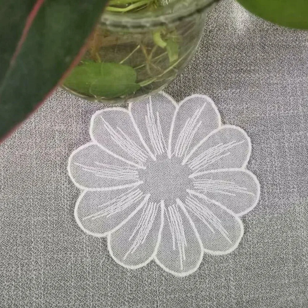 LatestEmbroideryFlowerAppliquePlacemat15cmCupPadCoffeeMugsMat