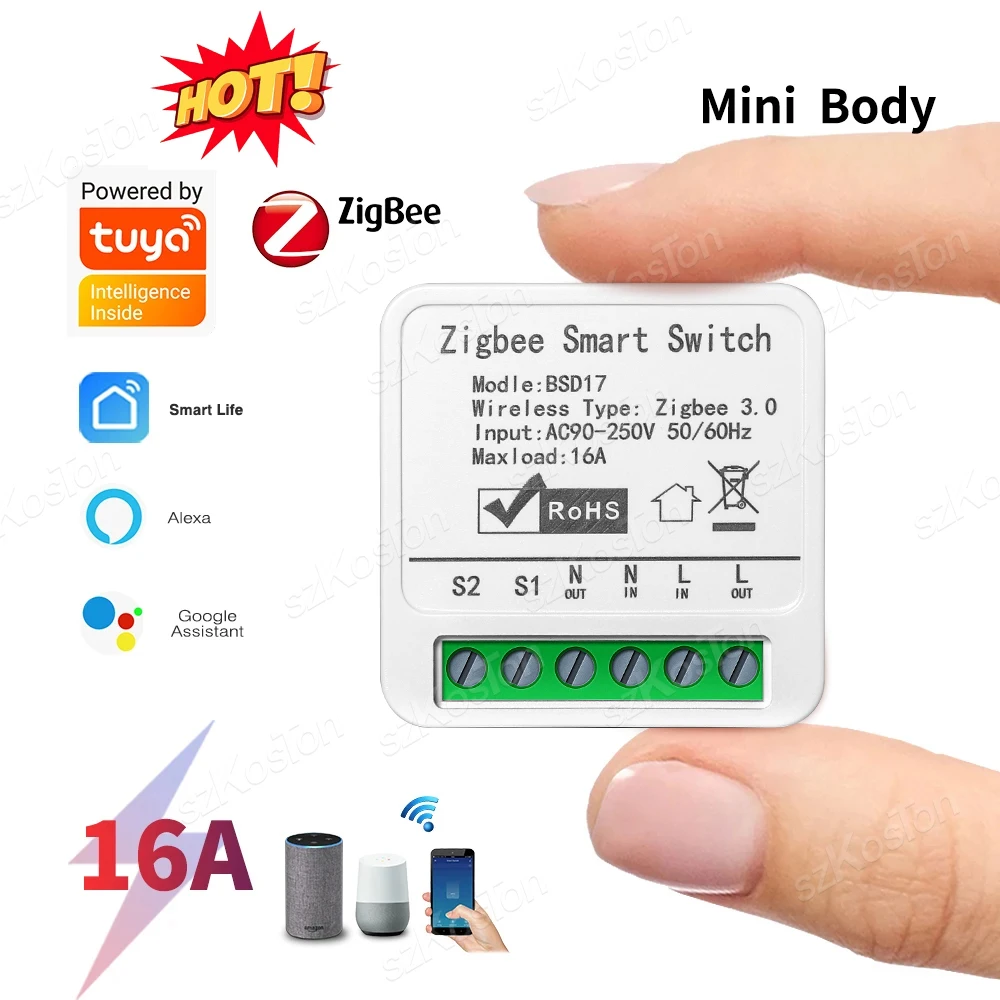 8er-Pack TUYA ZigBee Smart Relais 16A – DIY-Schal Produktbild-Vorschau 3