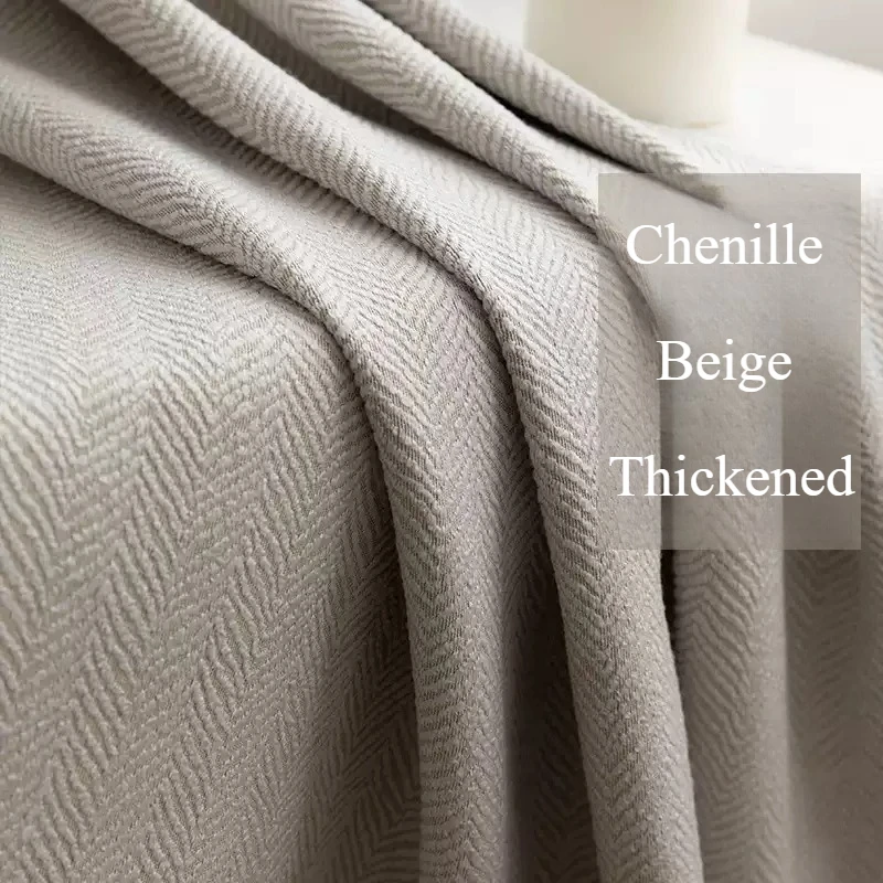 Herringbone Chenille Curtains For Living Dining Room Bedroom High Blackout Fabric
