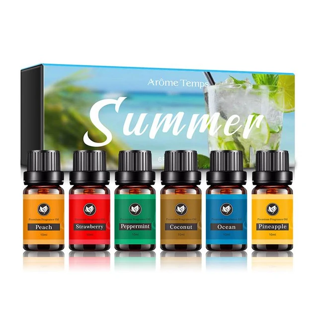 Summer Set of 6 Premium Grade Fragrance Oils Peach, Strawberry