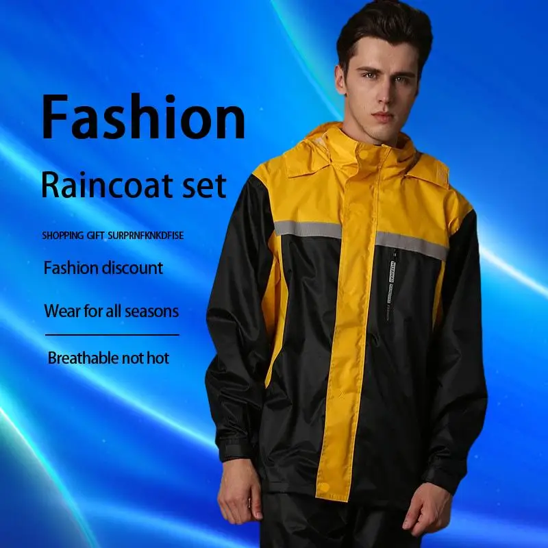 

Raincoat And Rain Pants Set Fashionable Reflective Double Layered Separate Anti Riot Raincoat For Riding Motorcycles In The Rain