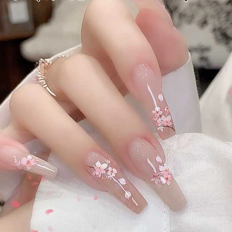 1개입 5D 소프트 릴리프 사쿠라 네일 스티커 네일 아트 데코레이션 네일 데칼 셀프 접착 꽃 스티커 프레스온 네일 스티커