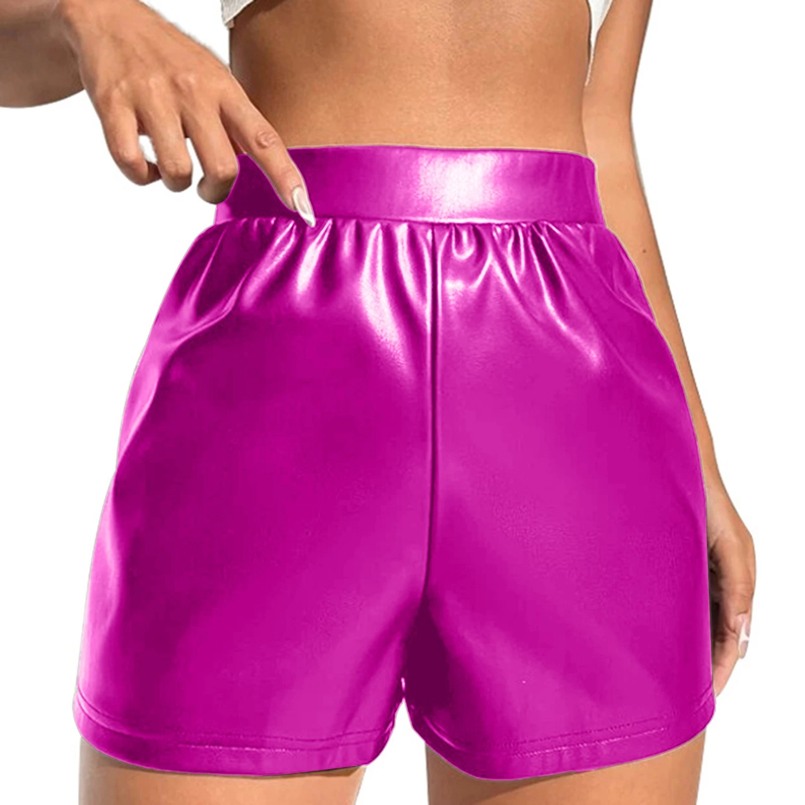 Hot Pink Leather Shorts
