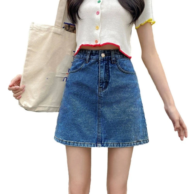 용수철 여름 여아용 데님 스커트, 다목적 하이 웨이스트 짧은 스커트, 카우보이 스커트,  소녀 복장