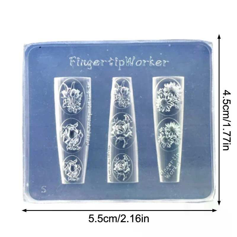 Rose Tulip Flower Silicone Relief Nail Mold Professional Nail Salon DIY 3D Nail Art Decoration Manicure Accessories