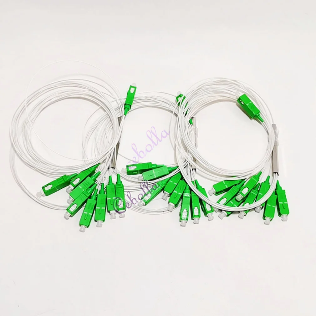 5/10/20pcs/lot 1X8 PLC Fiber Optic Splitter Color/White Best Price SC/APC SM 0.9mm Fiber Optic Splitter Unequal G657A1 PVC 1m