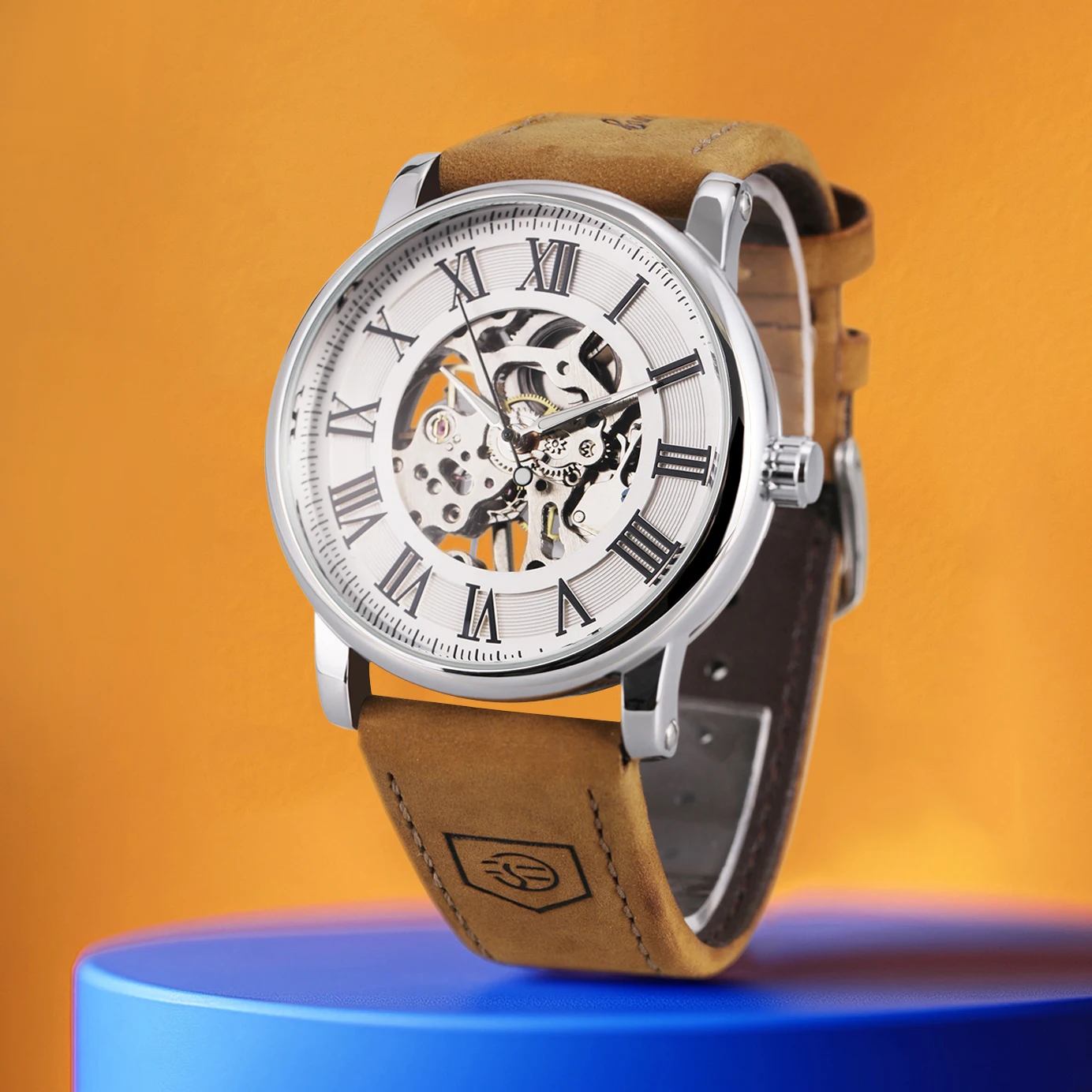 Luxury Skeleton Mechanical Watch For Men With Leather Strap_voghion.com