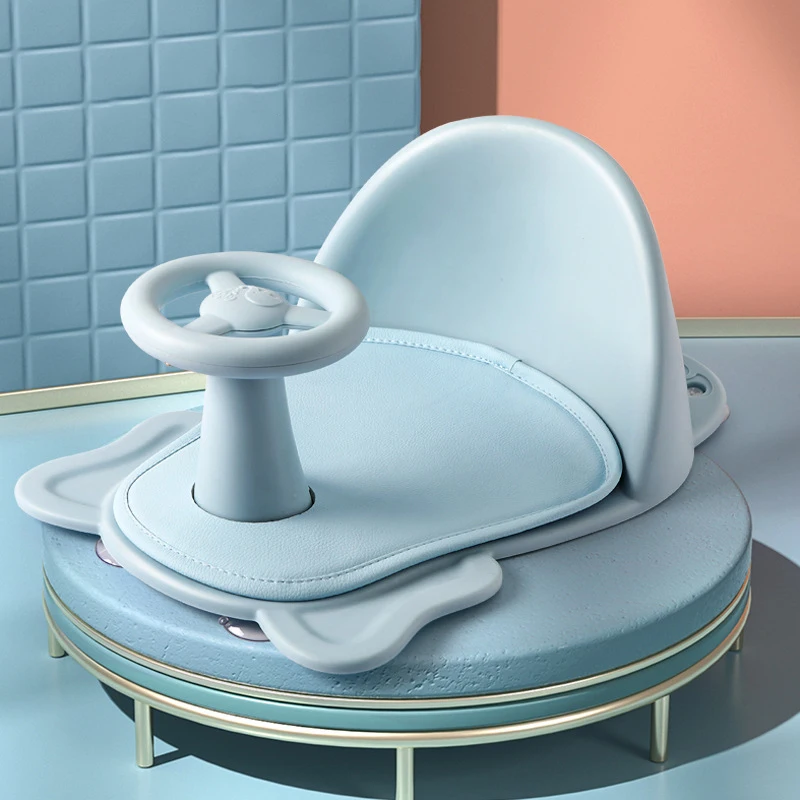 

Baby Bath Seat Can Sit Lie Down Newborn Non Slip Round Bathtub Seat With Non Slip Soft Mat Universal Safety Support Bath Chair