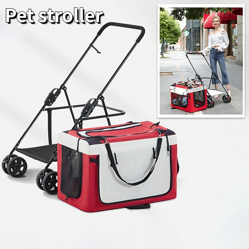 Pet Stroller Separable Folding Cat Dog Transporter Breathable Outdoor Travel Car Carrying Bag