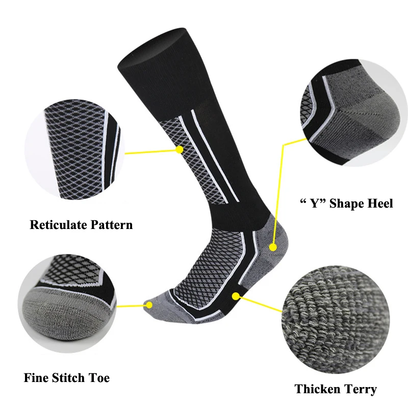 Sport Ski Socks Performance Knee High Thermal Cushion Mountaineering Sock Women Men for Skiing Snowboarding Cold Weather