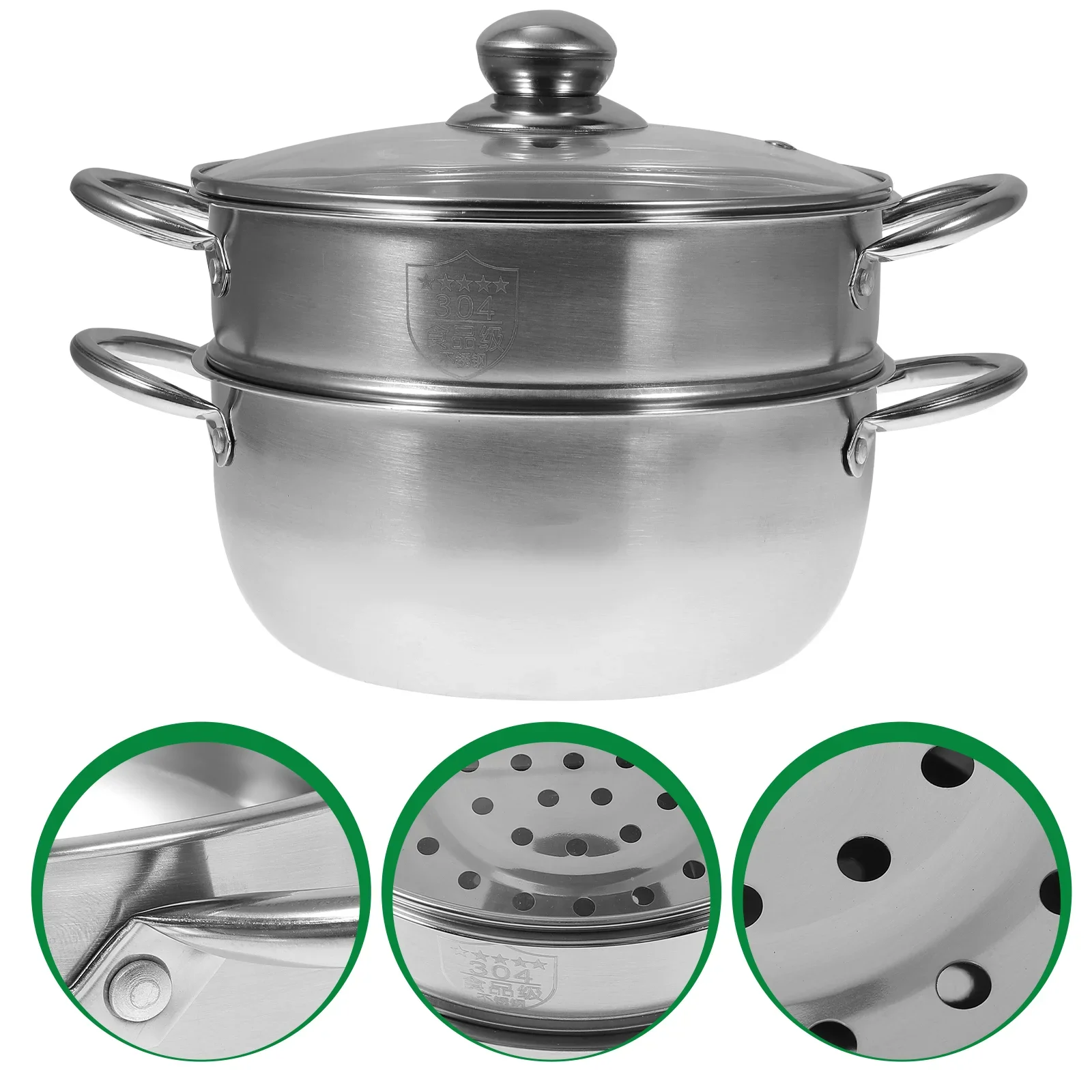 

Cookware Pots Pot Steamer Cooking Seafood Stock Stockpot Cooker Vegetable Induction Stainless Steel Steaming Soup Steam Kitchen