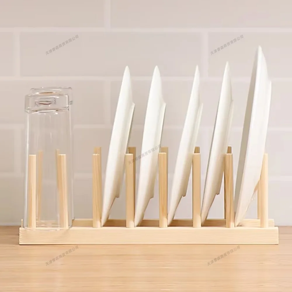 2025 DIY Locker Bamboo Drain Rack Wooden Plate Rack Dish Rack Kitchen Organizer for Plates/Cutting Boards/Plates/Cups/Pot Lid 2