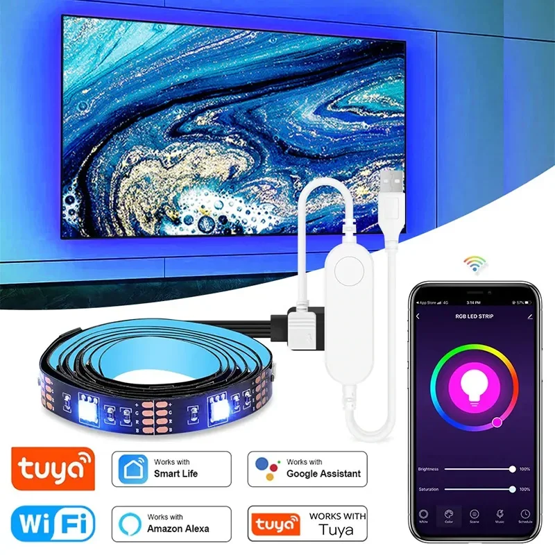 스마트 Zigbee USB Led 조명 Tuya Wifi RGB led 스트립 DC 5V 5050 스마트 Led TV 백라이팅 알렉사 구글 홈 연동