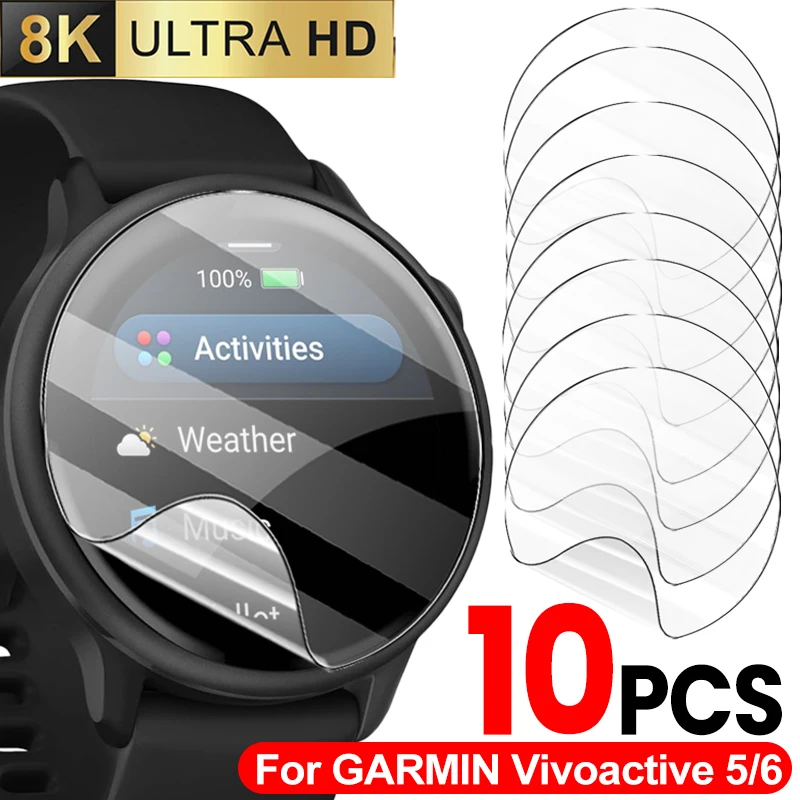 Garmin Vivoactive 6 5 용 1-10Pcs HD 하이드로 겔 필름 화면 보호기 Garmin Vivoactive 6/5 용 소프트 SmartWatch 보호 필름