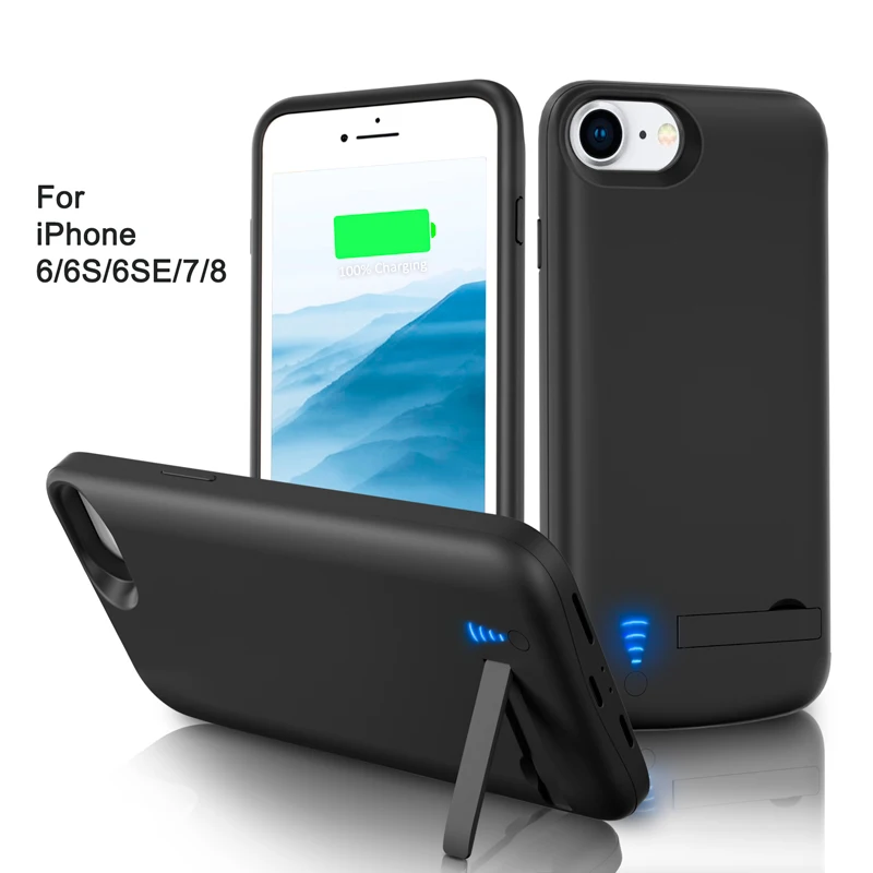 6000mAh Battery Case For IPhone 7 8 6s 6 SE 2020 Portable Charging Case With Kickstand External Power Bank Backup Charger Cover iphone 11 Pro Max  silicone case iPhone 11 Pro Max