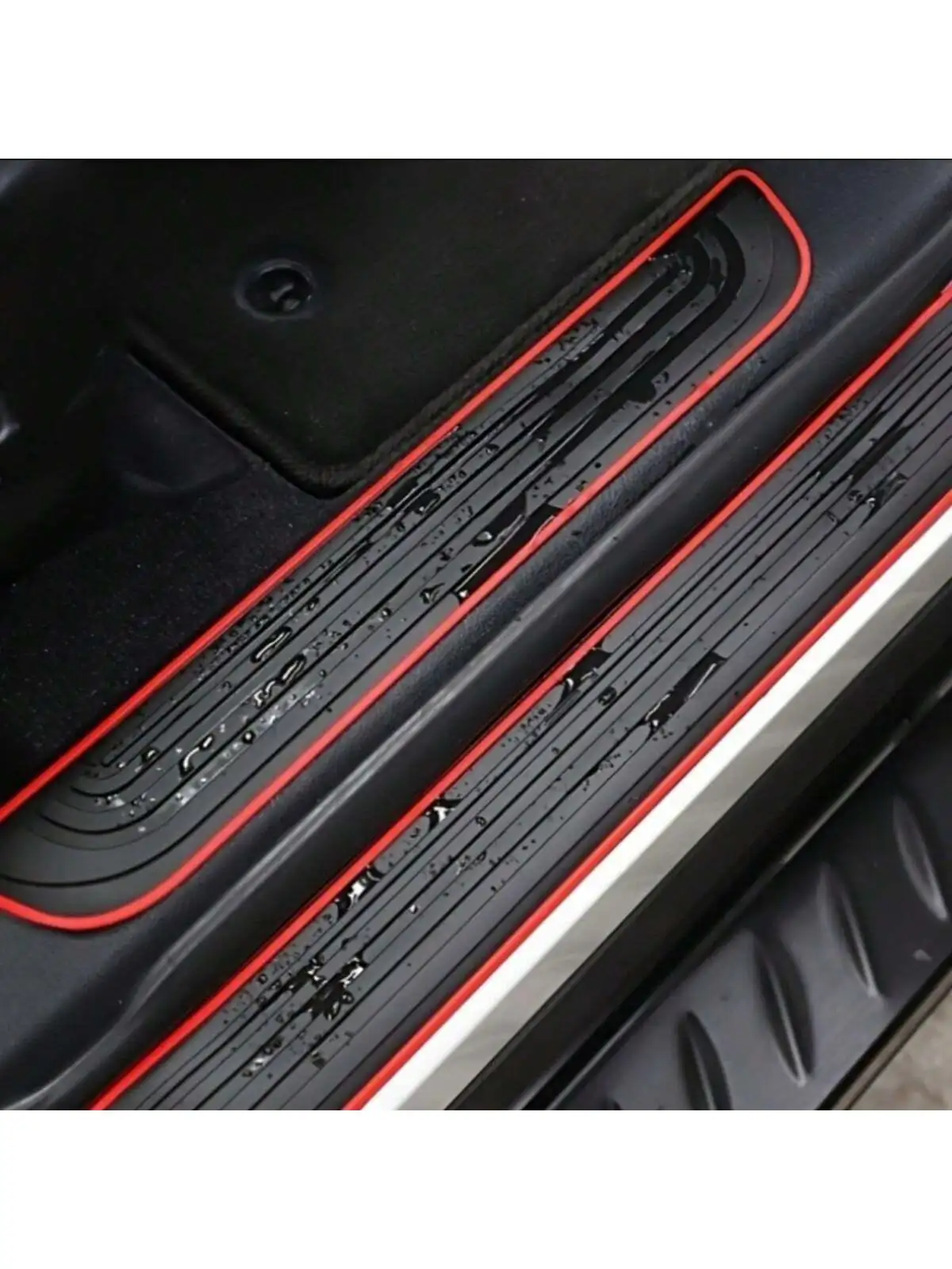 Black Rubber Door Sill Guards 4-Piece Set - Durable, Scratch-Resistant, Dust-Proof