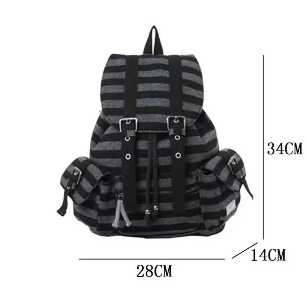 High Quality Korean Style Backpacks Flat Stripe Drawstring Design Bookbags Large Capacity Soft Tote Bags Unisex