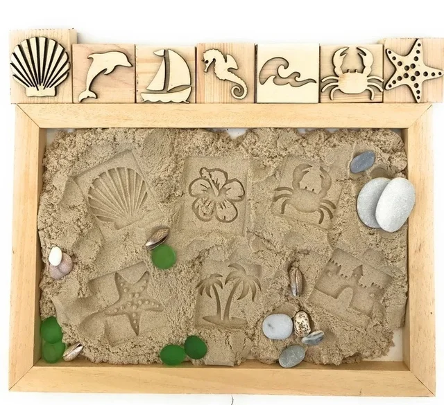 2022 9pcs Animal Tracks PlayDoh Stamps Mould Animal Footprints Engrave Wooden Children Toys Muddy Ground Snowfield Step Print 5
