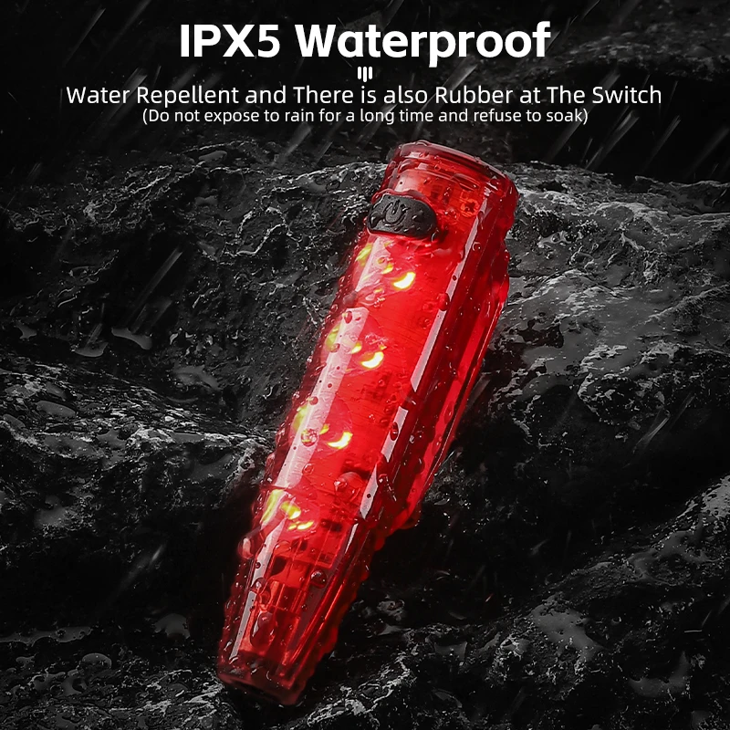WEST BIKING Bicycle Rear Light lntelligent Brake Sensing Taillight IP55 Waterproof Type-C Cycling Taillight Bike Accessories