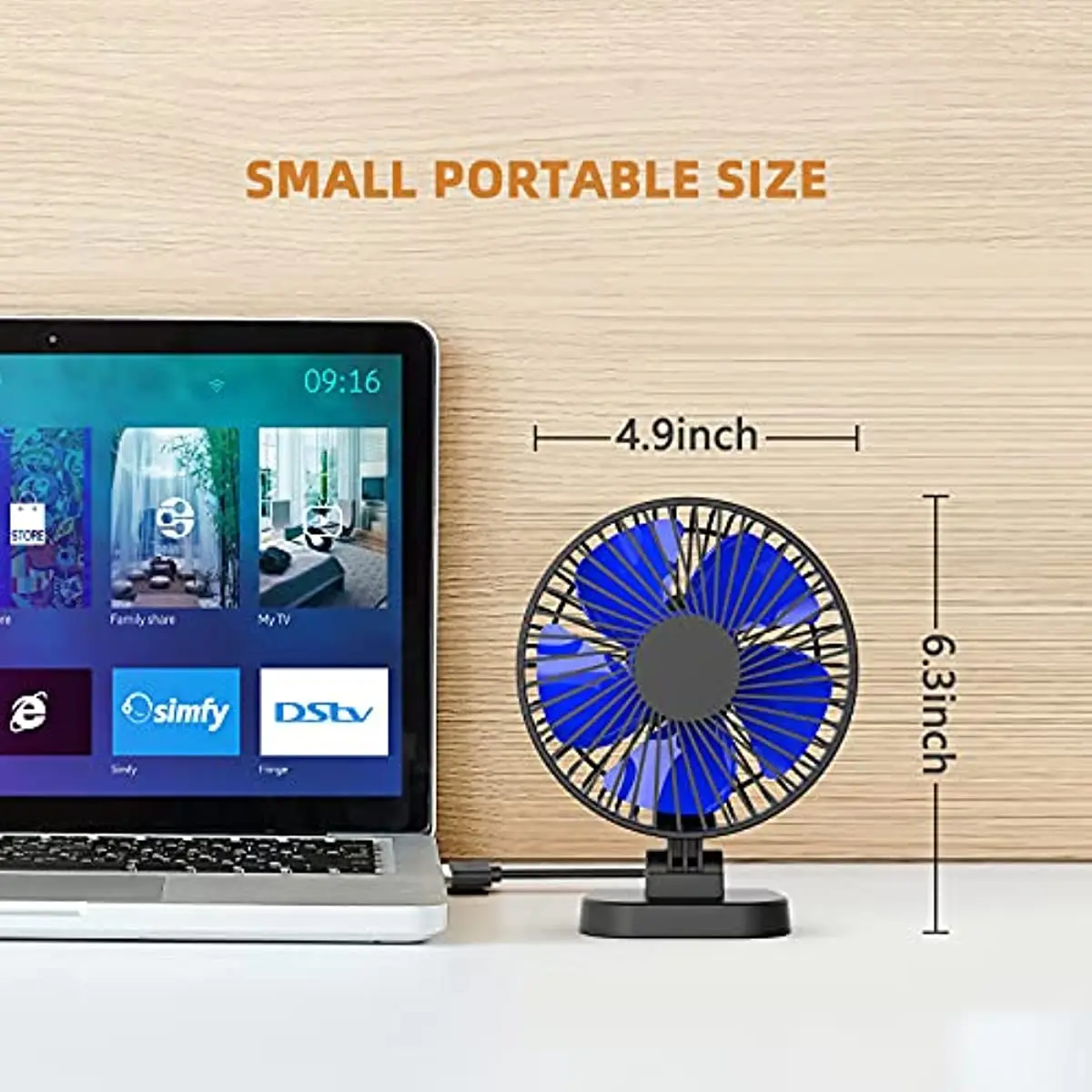 Mini Fan 4 Inch Desk Fan 3 Speeds USB Powered