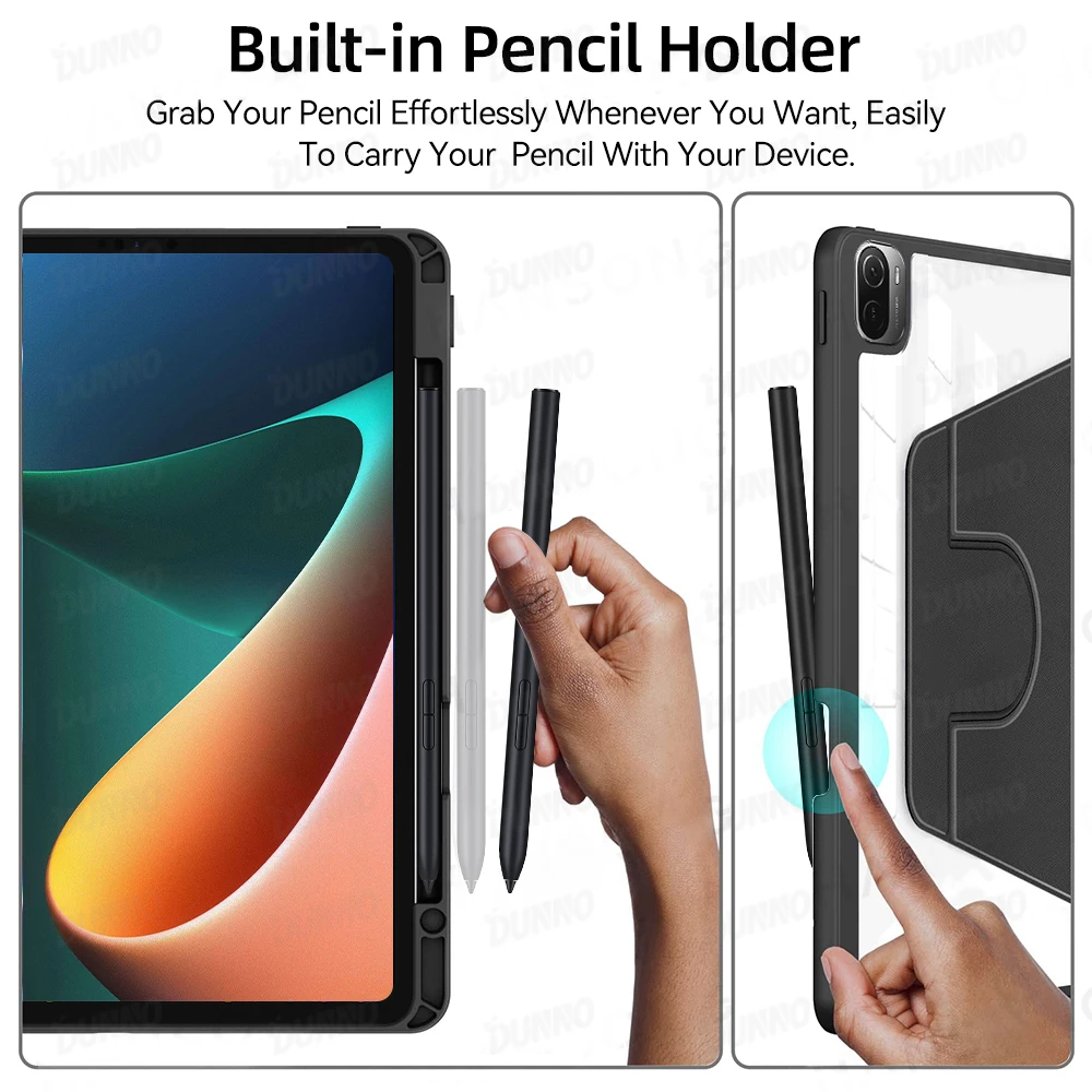 Universal 360° Rotation Tablet Case with Pen Slot - 12.4 TPU Protective Cover