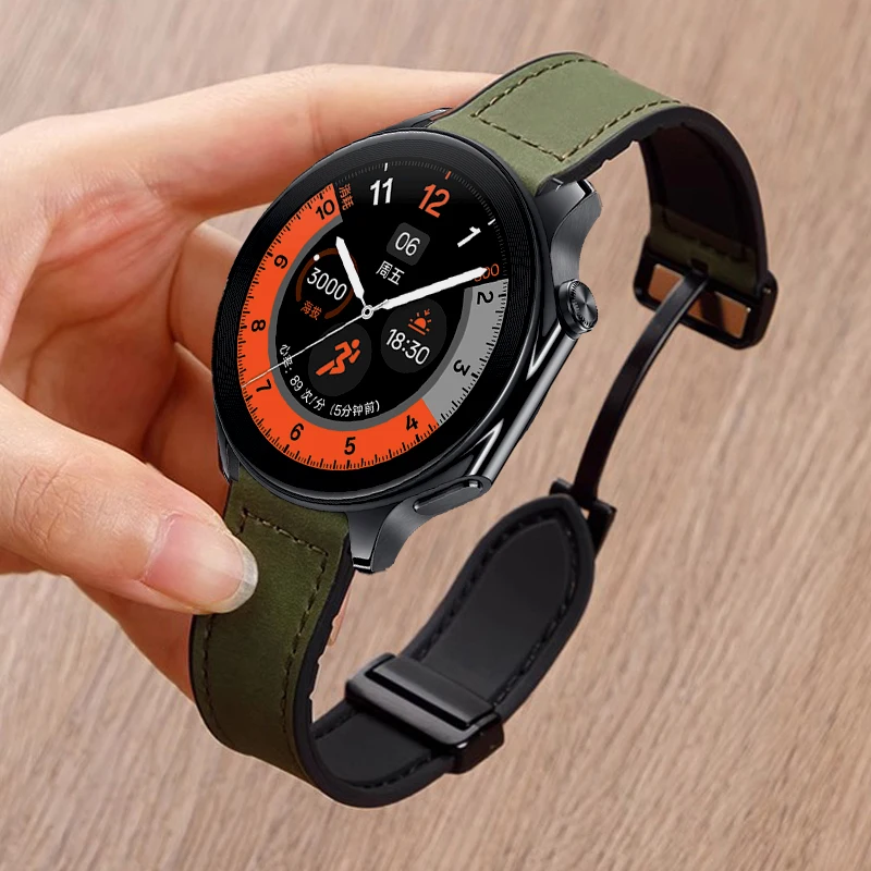 Magnetic Leather Silicone Sports Strap Bracelet - Premium Dual-Material Design