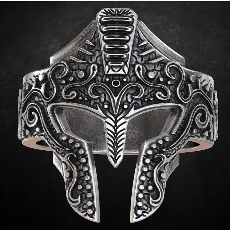 

8g 3D Rings with a Greek knight helmet 925 Solid Sterling Silver Rings Many Sizes 7-11