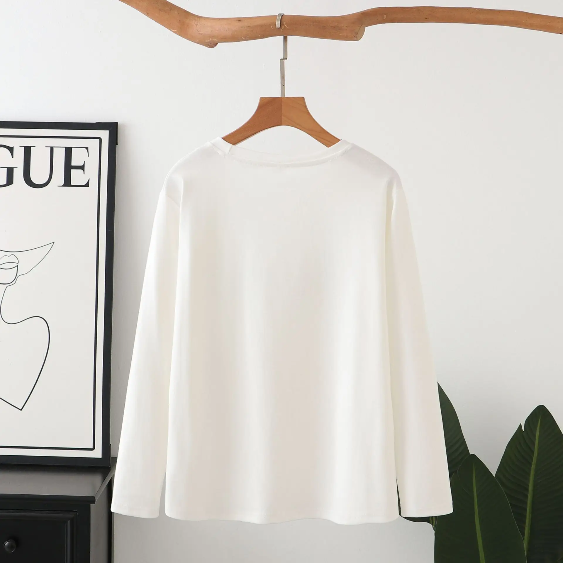 XXXXL Fashion Plus Size Women's T-Shirt Autumn New Simple Basic Cherry Printed Long Sleeved Tops 8226