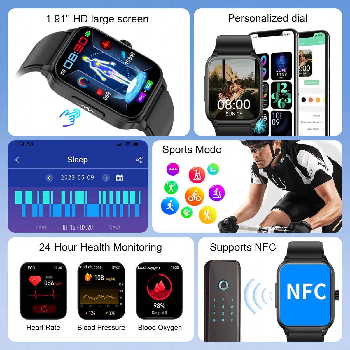 LIGE Ʈ ġ   µ  NFC  ȭ   ħ  ǰ ƮϽ ECG Smartwatch